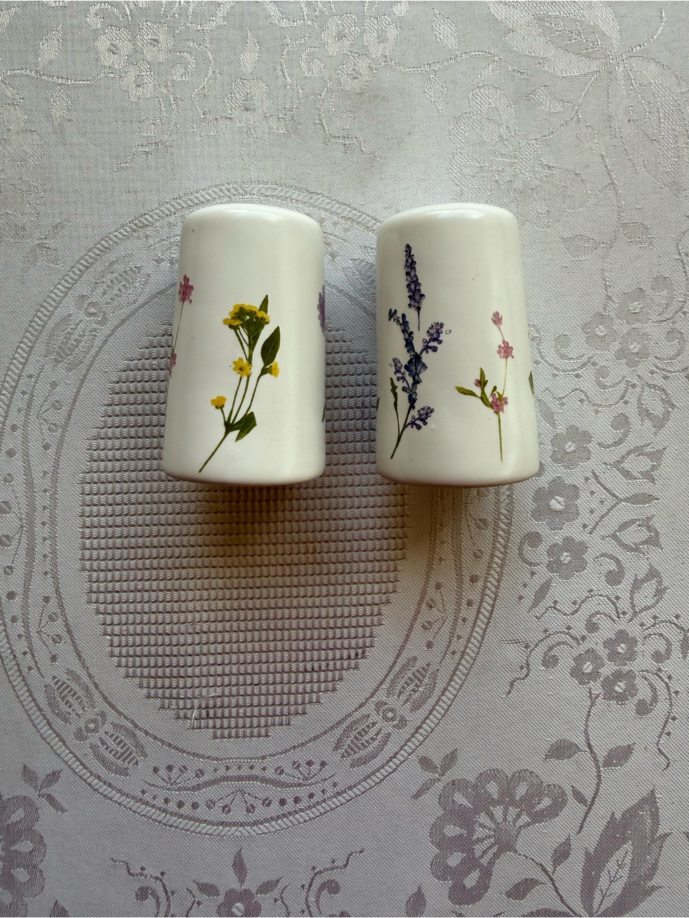 Bee & Willow Wildflower Ceramic Salt and Pepper Shakers - White/Yellow/Purple
